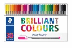 PEN STAEDTLER FT TRIPLUS FINELINER ASST TIN 30