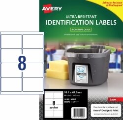 LABEL AVERY LASER L7914 ULTRA RESISTANT 99.1X67.7MM 8UP PK10