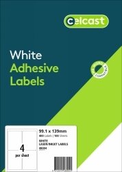 LABELS CELCAST 4UP 99.1X139MM LASER/INKJET WHITE PK100