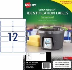 LABEL AVERY LASER L7913 ULTRA RESISTANT 99.1X42.3MM 12UP PK10