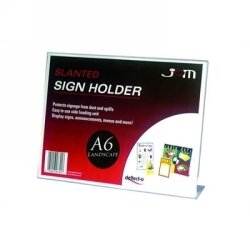 SIGN HOLDER DEFLECTO A6 LANDSCAPE SLANTED CLEAR