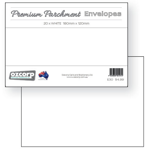 SP- ENVELOPE OZCORP C6 18X12CM PREMIUM PARCHMENT WHITE PK20