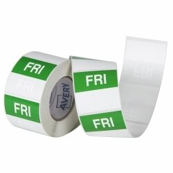 LABEL AVERY 40X40MM FRIDAY REMOVABLE GREEN/WHITE 500/ROLL