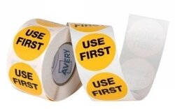 LABEL AVERY 40MM USE FIRST REMOVABLE ORANGE/BLACK 500/ROLL