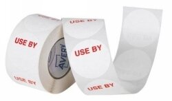 LABEL AVERY 40MM USE BY REMOVABLE WHITE/RED 500/ROLL