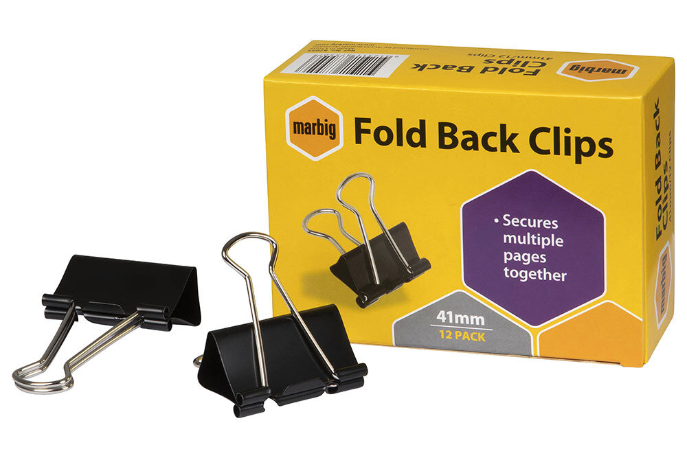 FOLDBACK CLIPS MARBIG 41MM BLACK BX12