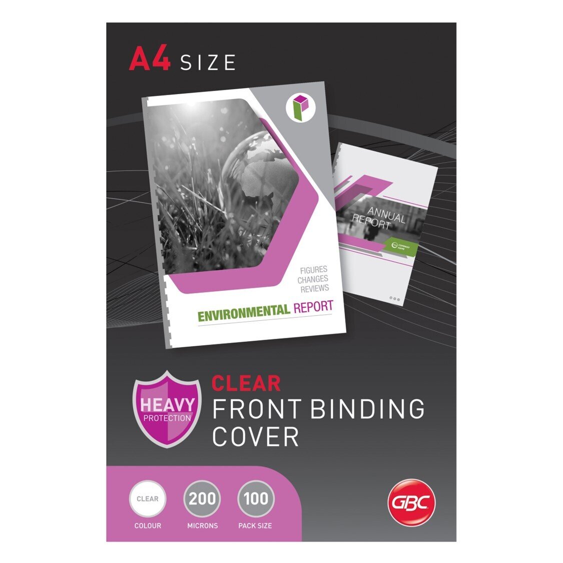 SP- BINDING COVERS GBC A4 200 MICRON CLEAR PK100