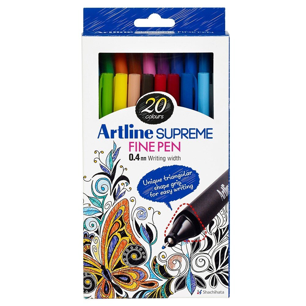 PEN ARTLINE 0.4MM SUPREME FINELINER ASST PK20