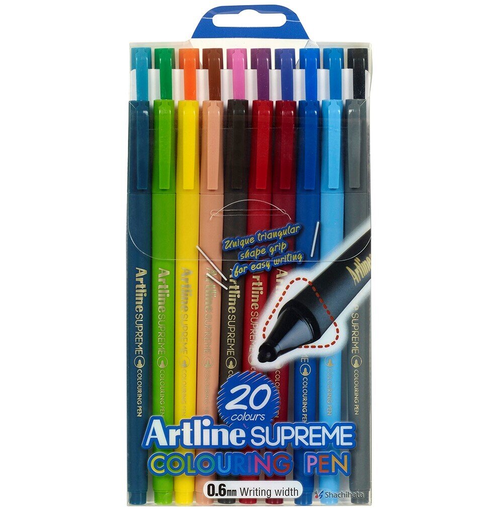 PEN ARTLINE 0.6MM SUPREME FINELINER ASST PK20