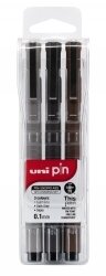 PEN UNI PIN 0.1MM FINELINER ASST/LIGHT GREY/DARK GREY/SEPIA WLT3