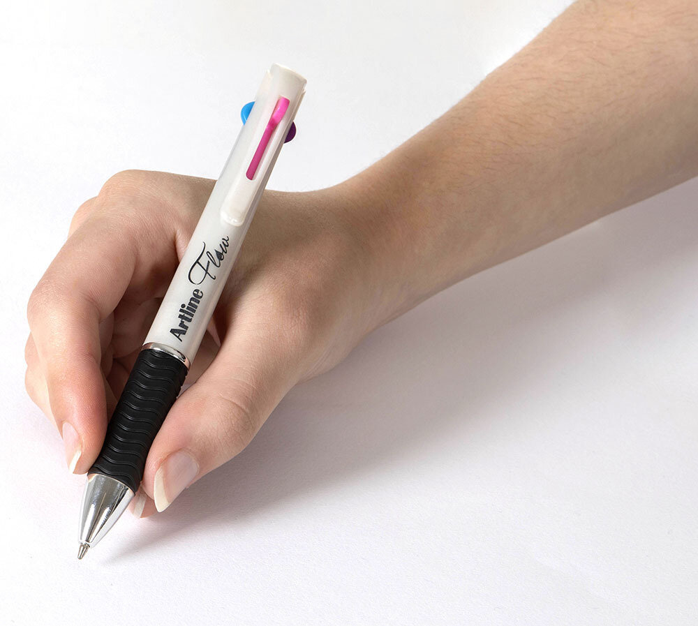 PEN ARTLINE BP FLOW 1.0MM 4 COLOUR RETRACT WHITE