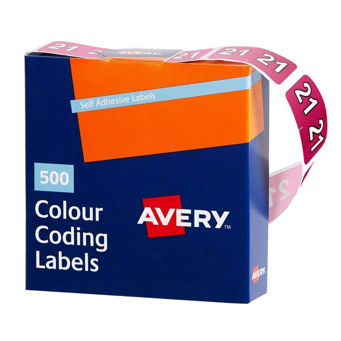 LABELS COLOUR CODING AVERY 25X38MM 21 SIDE TAB MAGENTA BX500