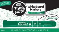 SP- MARKER WHITEBOARD CRAYOLA TAKE NOTE GREEN PK12