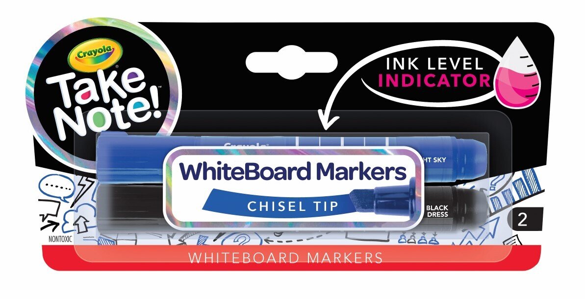 MARKER WHITEBOARD CRAYOLA TAKE NOTE CHISEL TIP ASST PK2