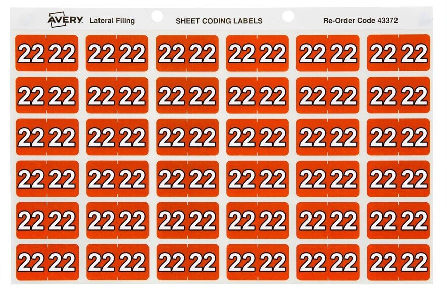 LABEL AVERY 25 X 38 MM 22 SIDE TAB COLOUR CODING LABELS ORANGE PK180