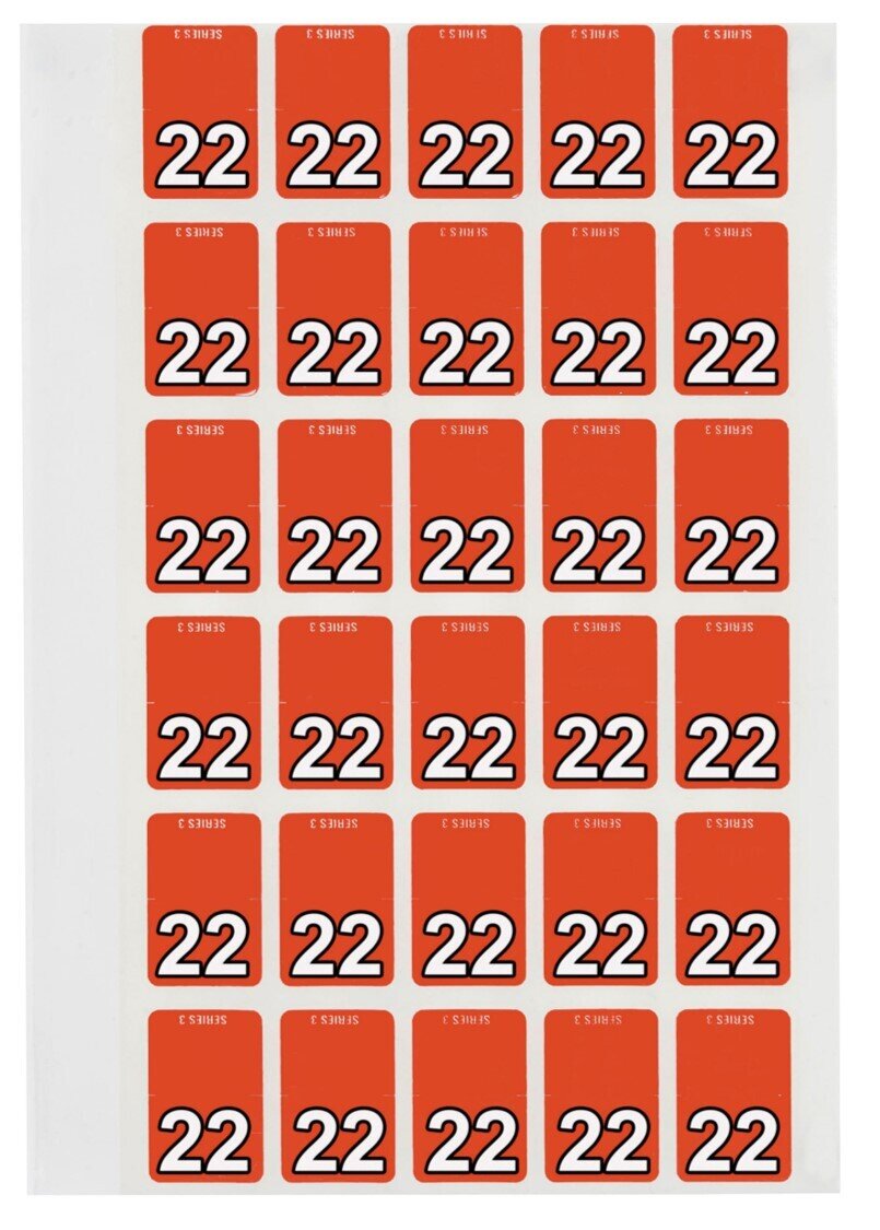 LABEL AVERY 20 X 30 MM 22 TOP TAB COLOUR CODING LABELS DARK ORANGE PK150