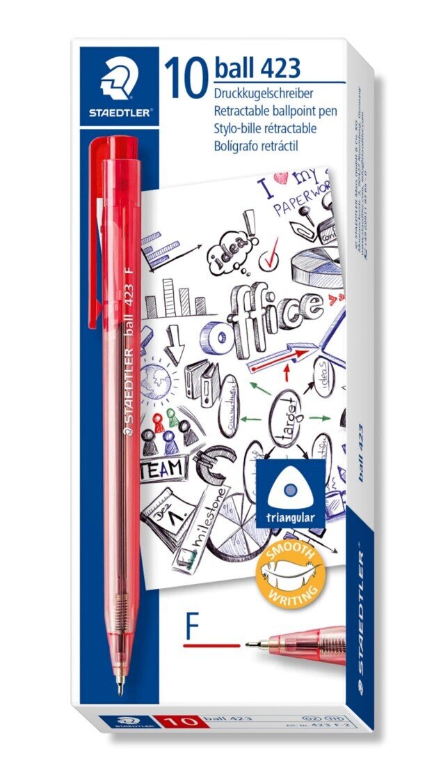 PEN STAEDTLER FINE BALLPOINT 423 RED BX10
