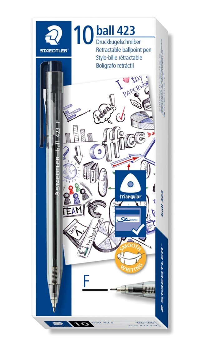 PEN STAEDTLER FINE BALLPOINT 423 BLACK BX10