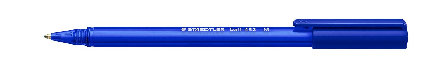 PEN STAEDTLER MEDIUM STICK 432 TRIANGULAR BALLPOINT BLUE BX10