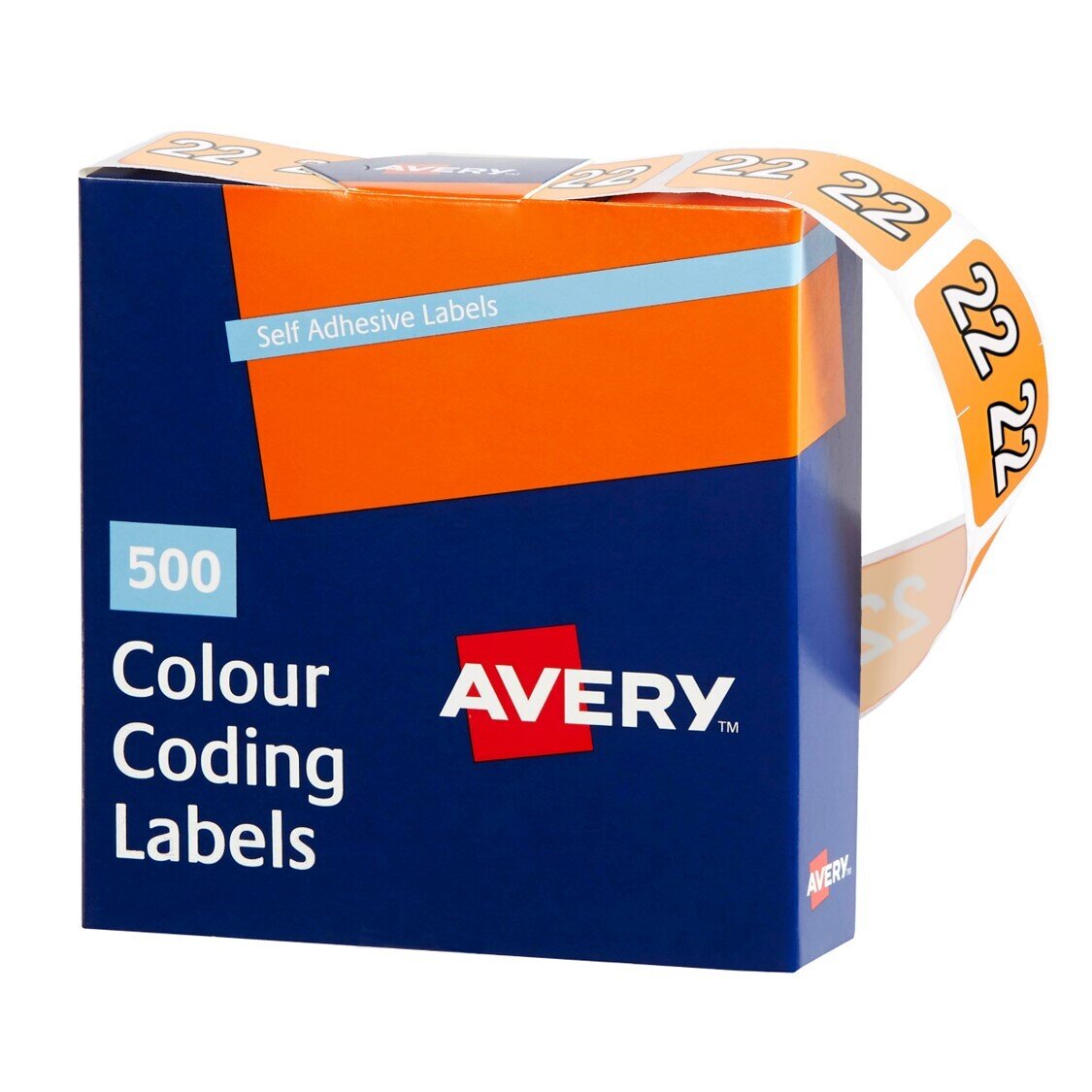 LABEL AVERY 25X38 MM 22 SIDE TAB COLOUR CODING ROLL LABELS DARK ORANGE 500