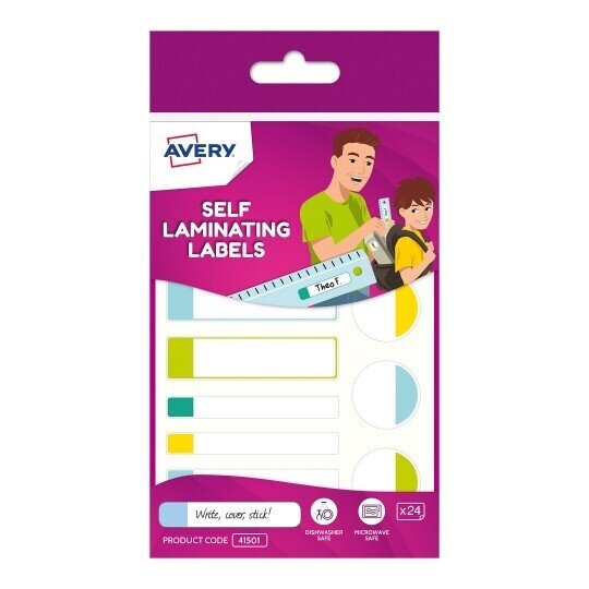 LABELS KIDS AVERY SELF LAMINATING PERMANENT BOY ASST SHAPES PK24