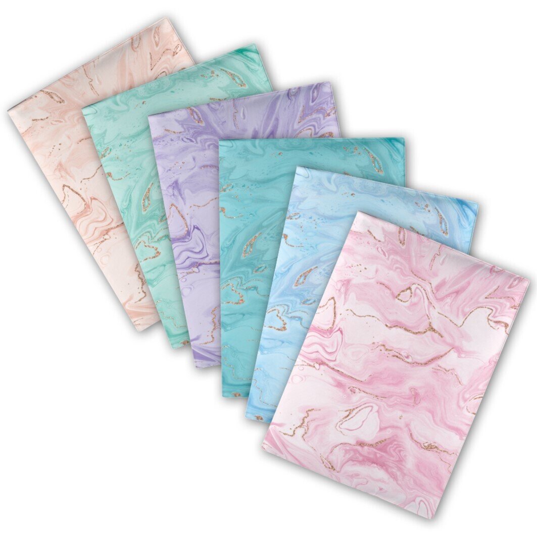 BOOK SLEEVES SCHOOL BUZZ A4 GLITTER MARBLE ASSORTED PK6