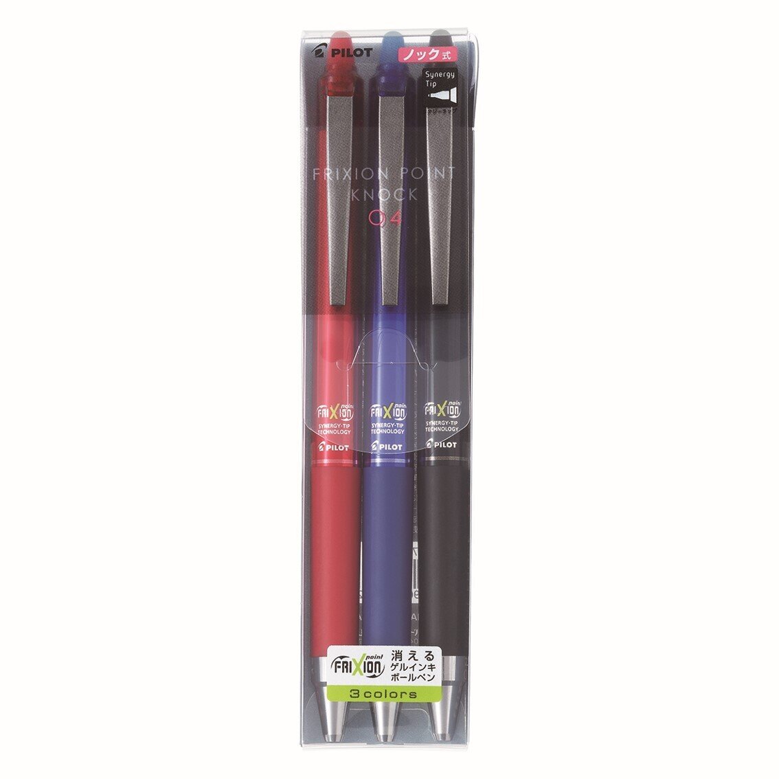 PEN PILOT FRIXION KNOCK 0.4MM SYNERGY TIP RETRACT ERASABLE GEL ASS WLT3