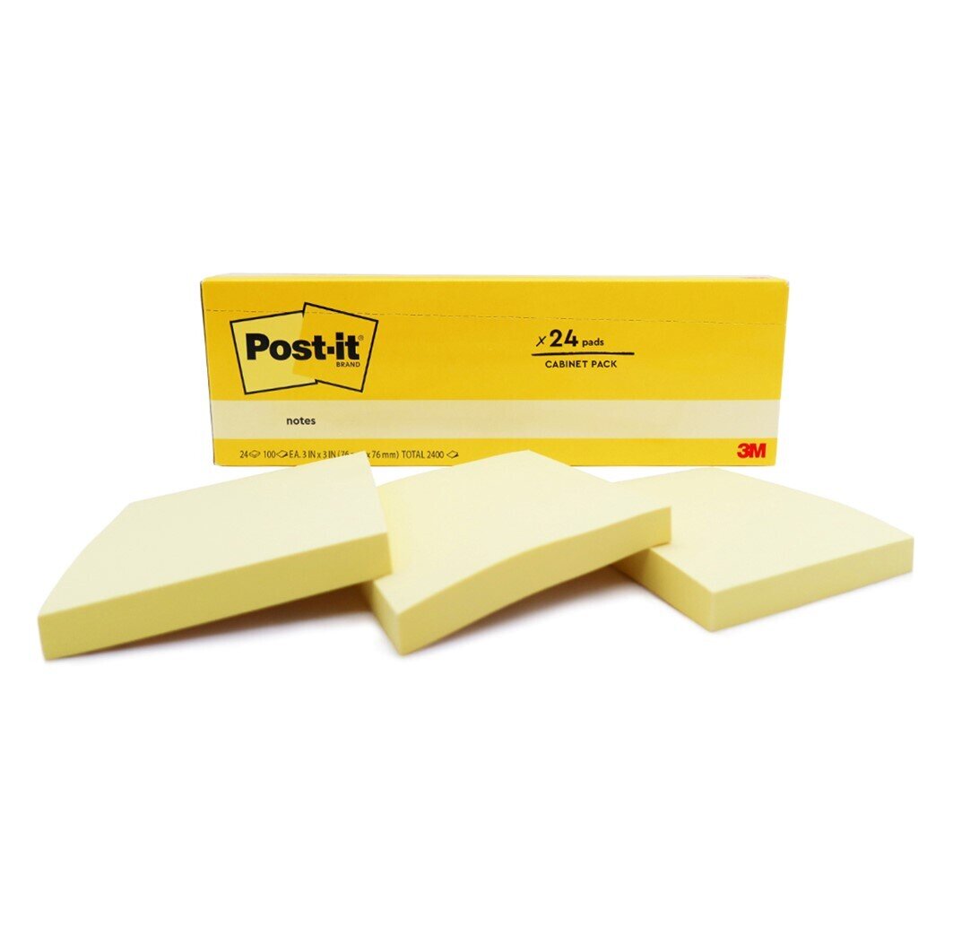 NOTES POST-IT 654-24CY 76X76MM CABINET PACK YELLOW BX24