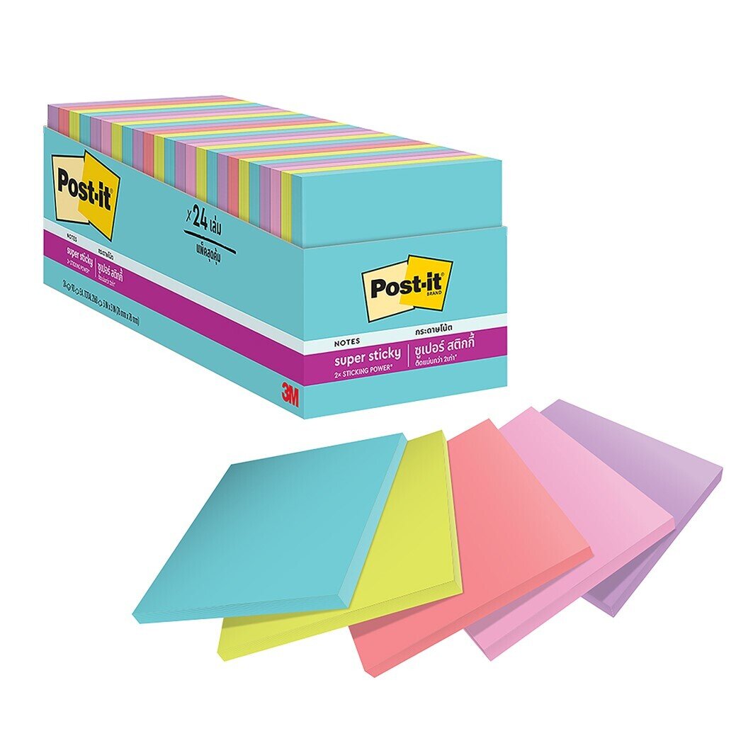 NOTES SUPER STICKY POST-IT 76X76 654-24SSMIA-CP SUPERNOVA NEONS CABINET