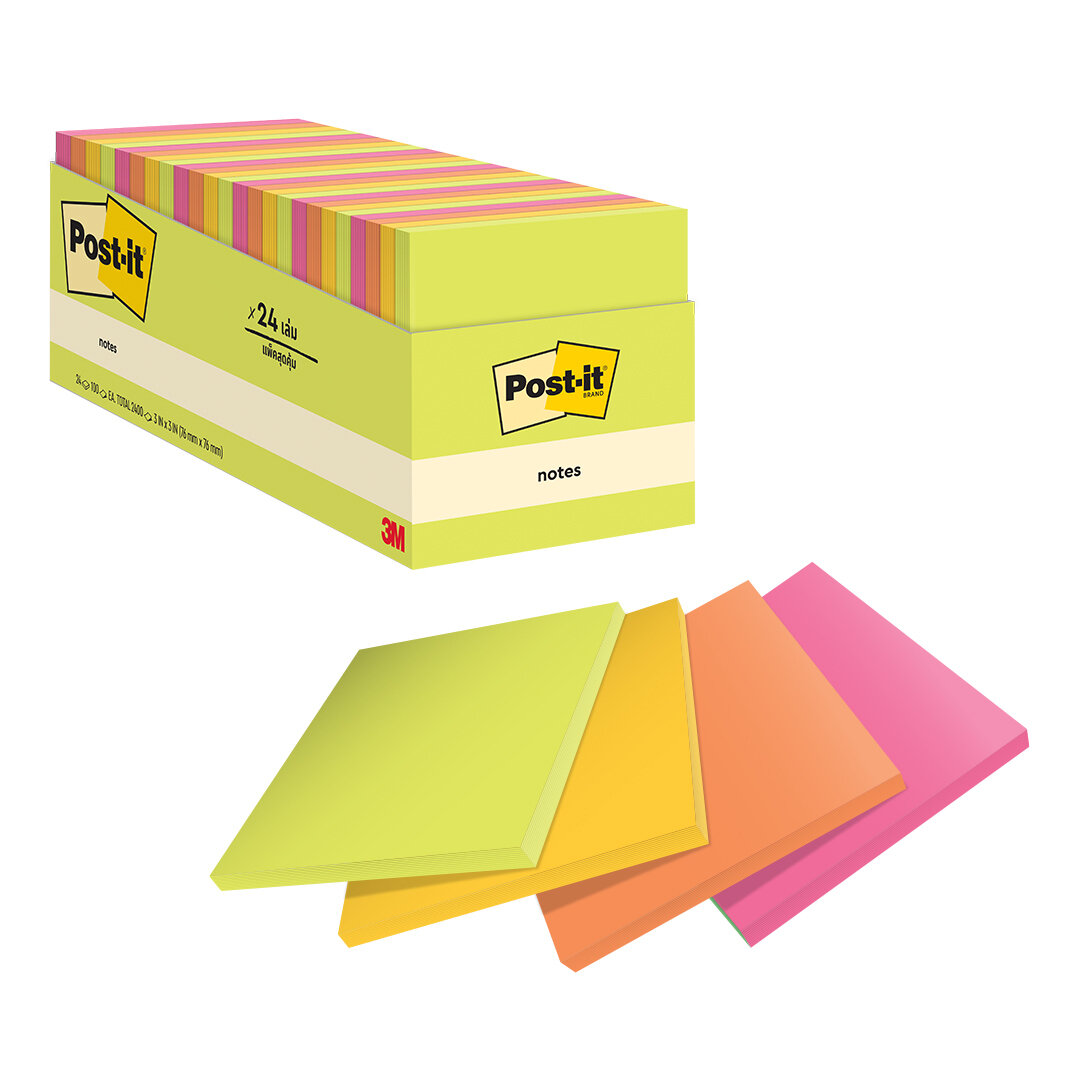 NOTES POST-IT 76x76 654-24ASST 100S IC 9/CS-TH