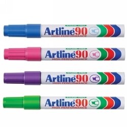 MARKER ARTLINE 90 PERMANENT 5MM CHISEL NIB BRIGHTS 4 ASST BX12