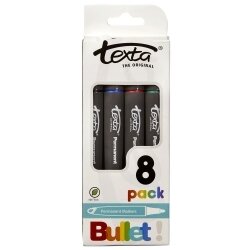 MARKER TEXTA PERMANENT BULLET ASST COLOURS BX8