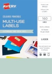 LABEL AVERY 63.5X24 RECTANGULAR LASER 16UP MINT GREEN PK160