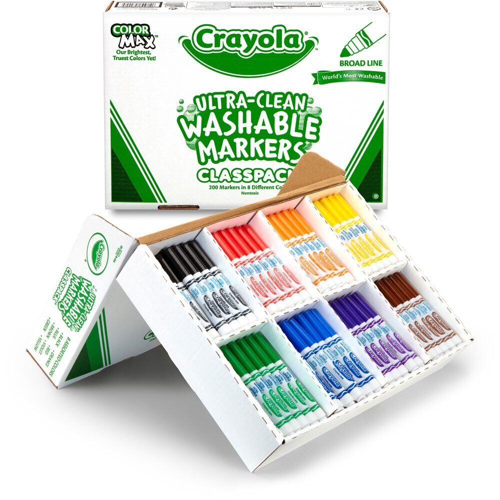 MARKER CRAYOLA CLASSIC WASHABLE 8 COLOURS CLASSPACK 200