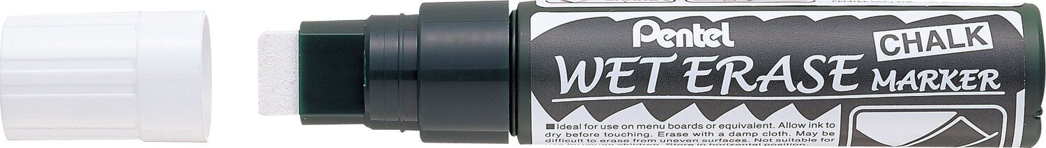 MARKER PENTEL 10.0-15.0MM LIQUID CHALK WET ERASE BROAD CHISEL TIP WHITE
