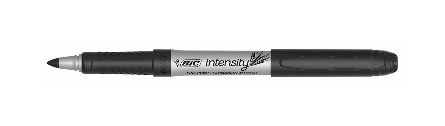 MARKER BIC INTENSITY PERMANENT 1.1MM FINE TIP BLACK PG BX12