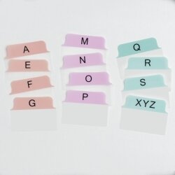 SP- TABS 50.8X38MM MULTI-USE ALPHABET A-Z PASTEL PINK/PURPLE/BLUE PK24