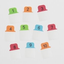 TABS 25.4X38MM MINI NUMERIC 1-10 PRIMARY RED/BLUE/GREEN/ORANGE PK40