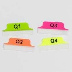 TABS 63.5X25.4MM MARGIN QUARTERS Q1-Q4 NEON GREEN/ORANGE/PINK/YELLOW PK24