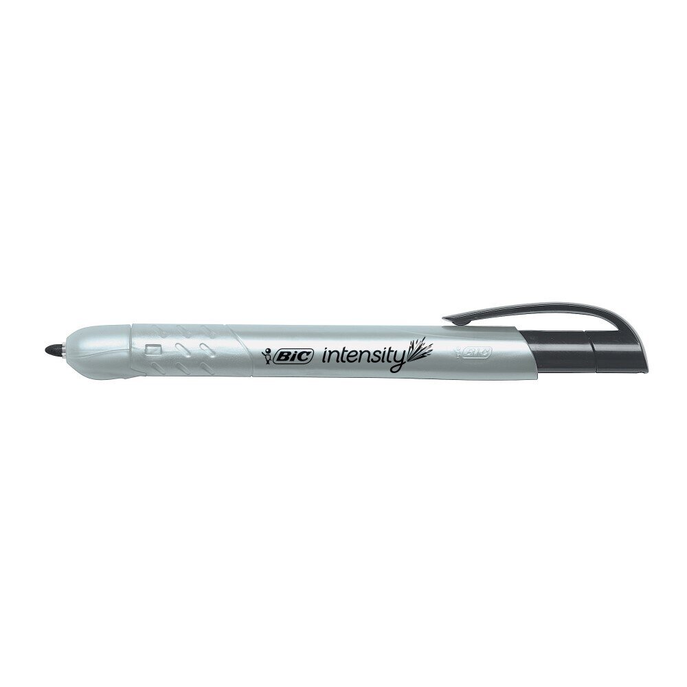 PERMANENT MARKER BIC INTENSITY 1.1MM RETRACTABLE FINE TIP BLACK PG BX12