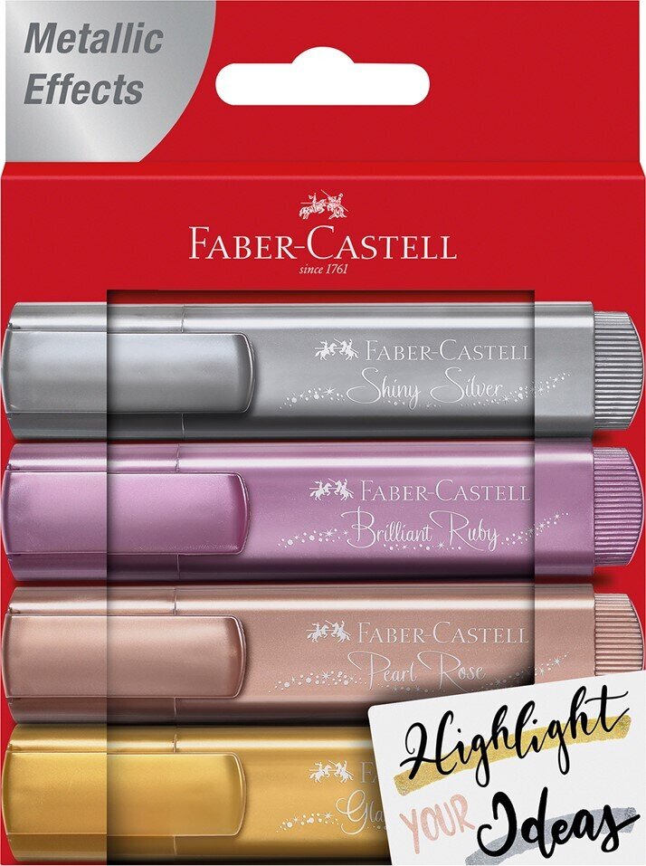 HIGHLIGHTERS FABER-CASTELL TEXTLINER METALLIC ASSORTED PK4