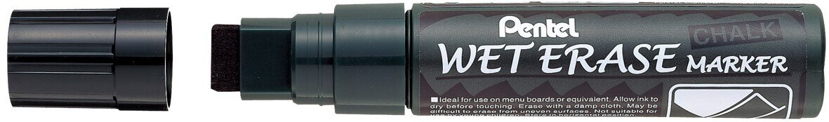 SP- MARKER PENTEL 10.0-15.0MM LIQUID CHALK WET ERASE BROAD CHISEL TIP BLACK