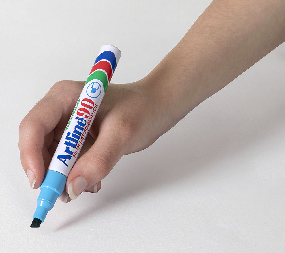 SP- MARKER ARTLINE 90 PERMANENT 5MM CHISEL NIB LIGHT BLUE