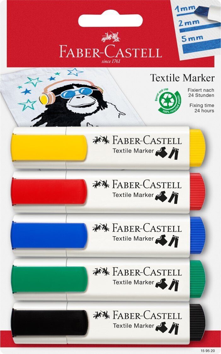 MARKER FABER CASTELL TEXTILE SET OF 5 COLOURS