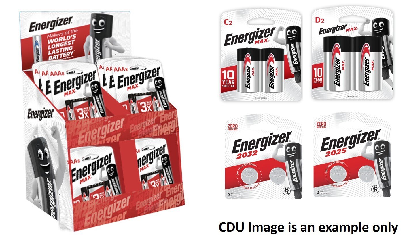 BATTERIES ENERGIZER MAX 6XC 6XD 12X2032 & 12X2025 CDU36