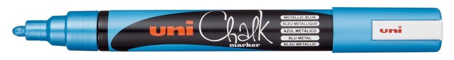 MARKER CHALK UNI 2.5MM TIP PWE-5M METALLIC BLUE