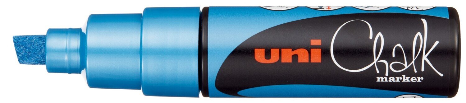 MARKER CHALK UNI 8MM TIP PWE-8K METALLIC BLUE