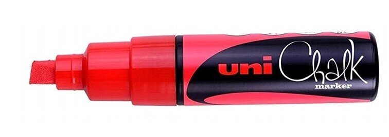 MARKER CHALK UNI 8MM TIP PWE-8K METALLIC RED