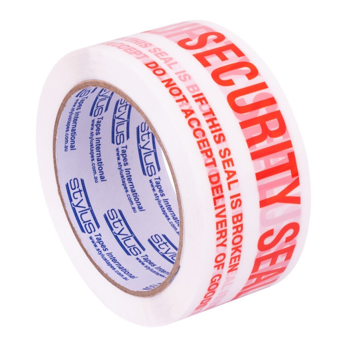 PACKAGING TAPE STYLUS 48MM X 66M SECURITY SEAL RED/WHITE CTN36