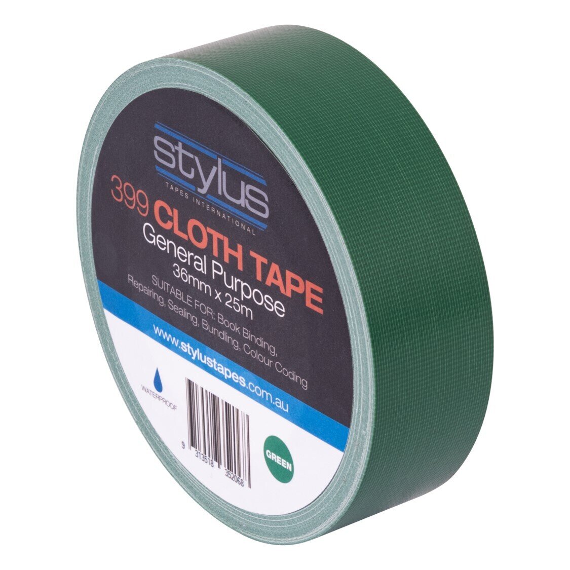 SP- CLOTH TAPE STYLUS 36MM X 25M GP RETAIL GREEN PK4